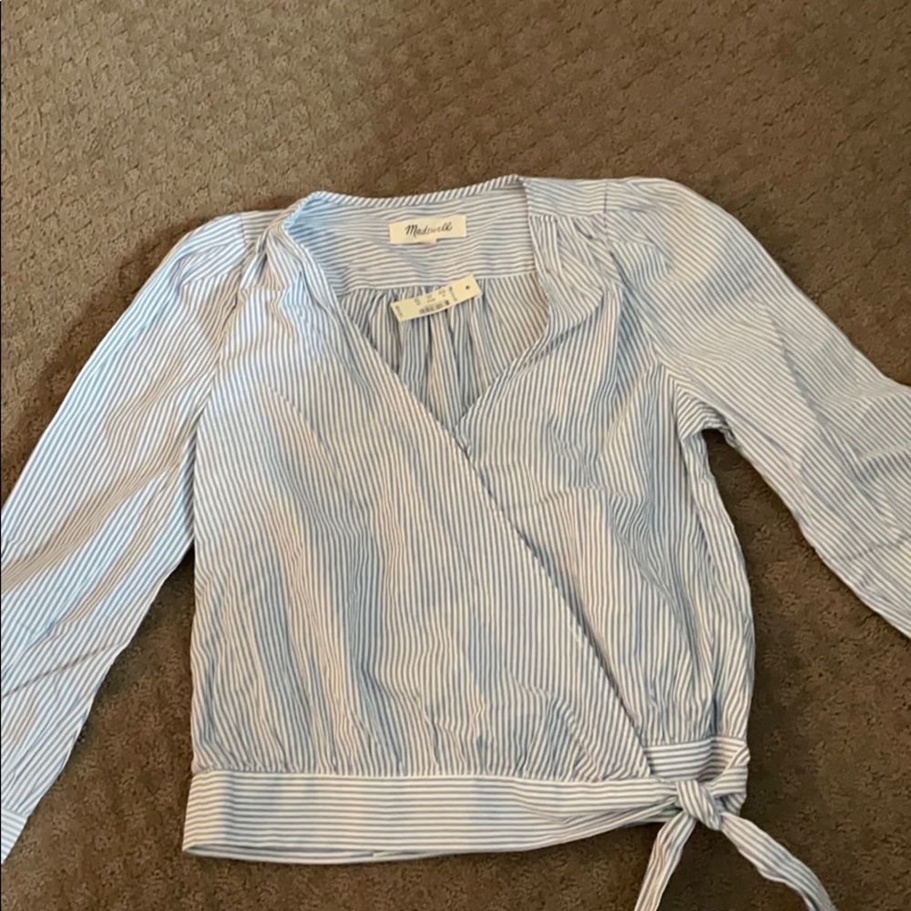 Madewell Blue stripes wrap top